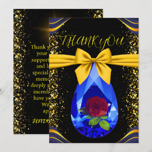 Carte De Remerciements Anniversaire du Mariage de diamant Gold & Black Ge