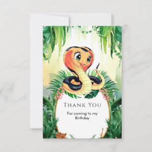 Carte De Remerciements Anniversaire du serpent de reptiles simples