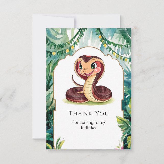 Carte De Remerciements Anniversaire du serpent vipère de la forêt (Devant)