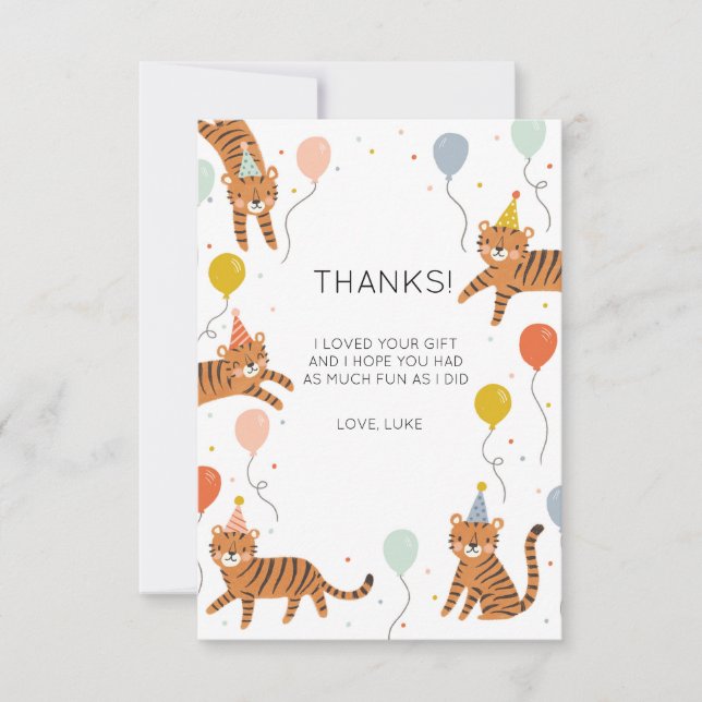 Carte De Remerciements Anniversaire du Tigre (Devant)