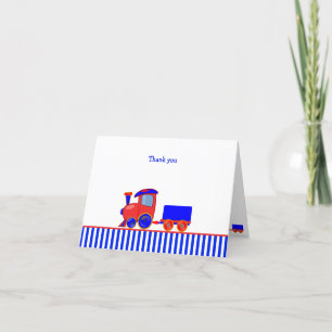 Carte De Remerciements Anniversaire du Train Bleu et Rouge personnalisé