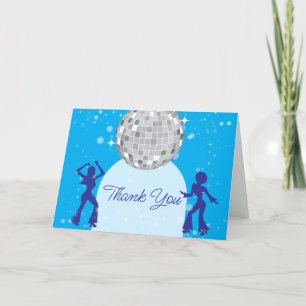 Carte De Remerciements Anniversaire élégant Blue Rétro Disco Party