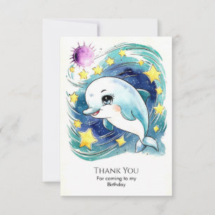 Carte De Remerciements Anniversaire Enchanté de Dauphin Simple Sous-Marin