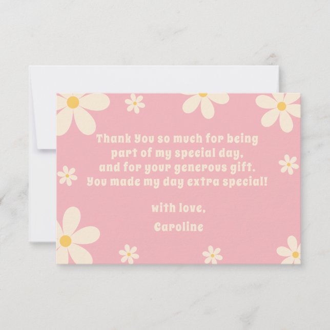 Carte De Remerciements Anniversaire enfant fleur rétro Daisy (Devant)