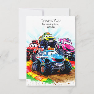 Carte De Remerciements Anniversaire Enfant Monster Truck Kids' Track