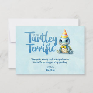 Carte De Remerciements Anniversaire enfant tortue aquarelle mignonne