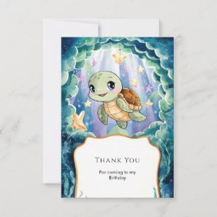 Carte De Remerciements Anniversaire Enfant Tortue Aquarelle Mignonne
