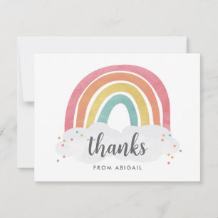 Carte De Remerciements Anniversaire Enfants Calligraphie Arc-en-ciel Colo