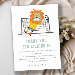 Carte De Remerciements Anniversaire Enfants Football Gardien de but Lion