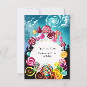 Carte De Remerciements Anniversaire Féérique et Étincelant de Candyland