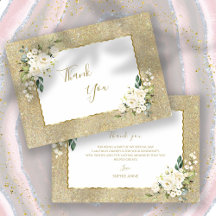 Anniversaire Femme Fleurs Blanches Paillettes Or É
