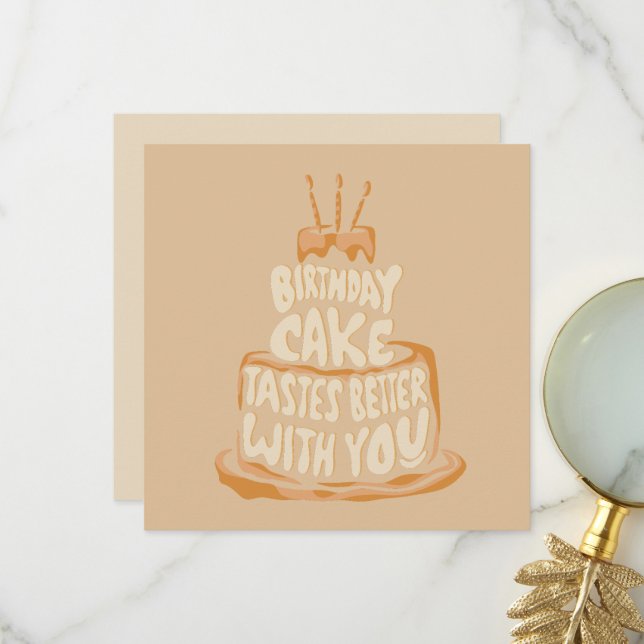 Carte De Remerciements Anniversaire Gâteau Meilleur Goût Avec Vous - Drôl (Devant/Arrière en situation)