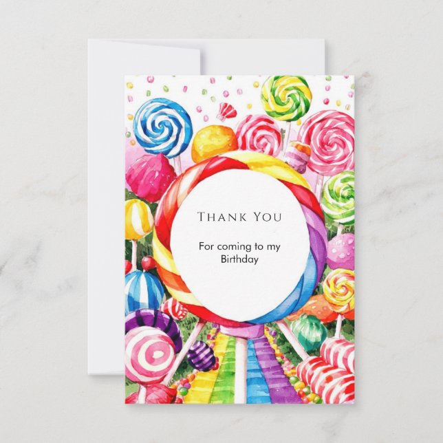 Carte De Remerciements Anniversaire Magique de Candyland aux Pastels (Devant)
