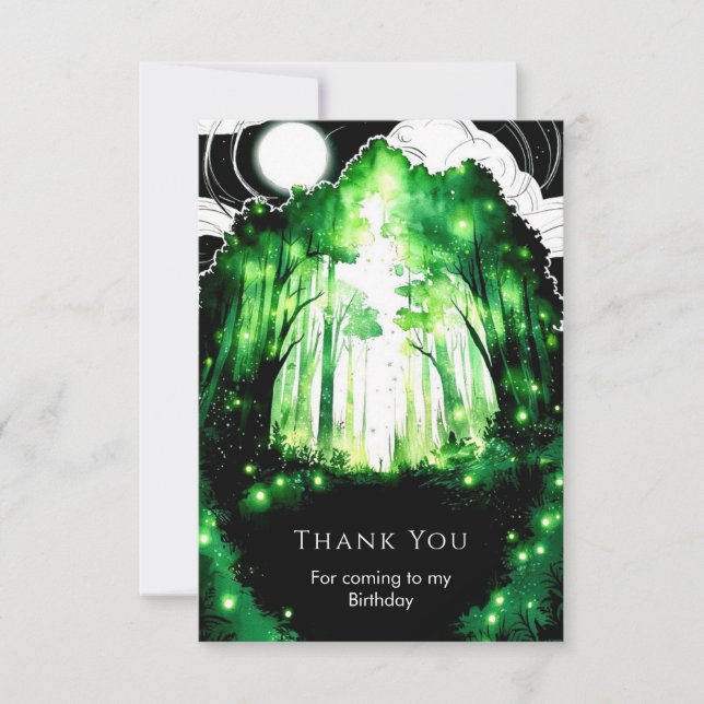 Carte De Remerciements Anniversaire Magique et Fantastique de la Forêt (Devant)