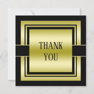 Carte De Remerciements Anniversaire masculin de la classe Gold & Black