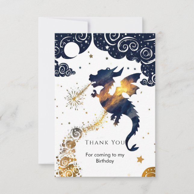 Carte De Remerciements Anniversaire mystique du dragon de Boho (Devant)