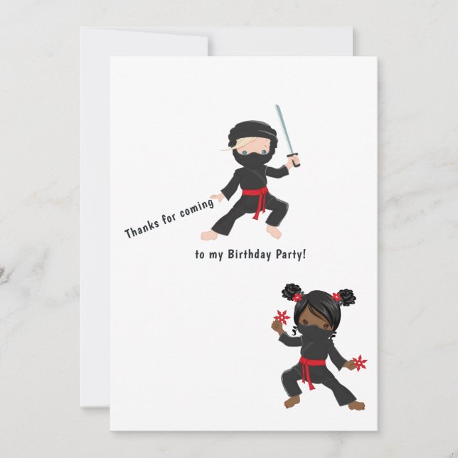 Carte De Remerciements Anniversaire Ninja (Devant)