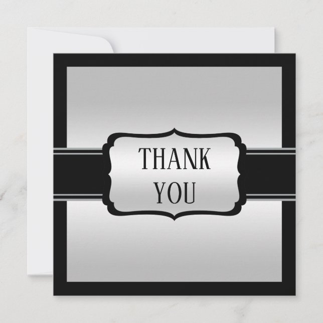 Carte De Remerciements Anniversaire noir et argent de l'homme (Devant)