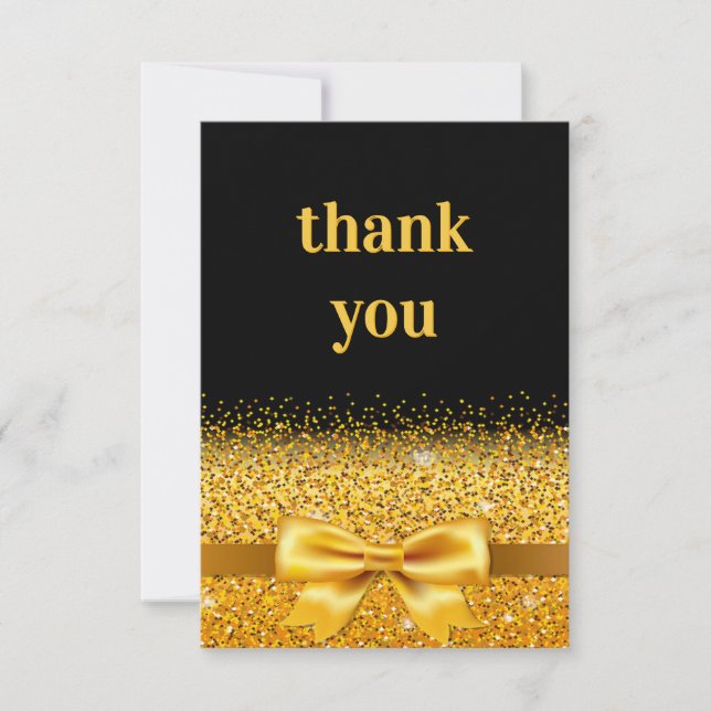 Carte De Remerciements Anniversaire noir or scintillant élégant luxe (Devant)