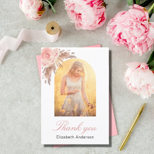 Carte De Remerciements Anniversaire pampas herbe flush florales photo