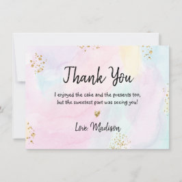 Carte De Remerciements Anniversaire Pastel Rainbow Pink Gold