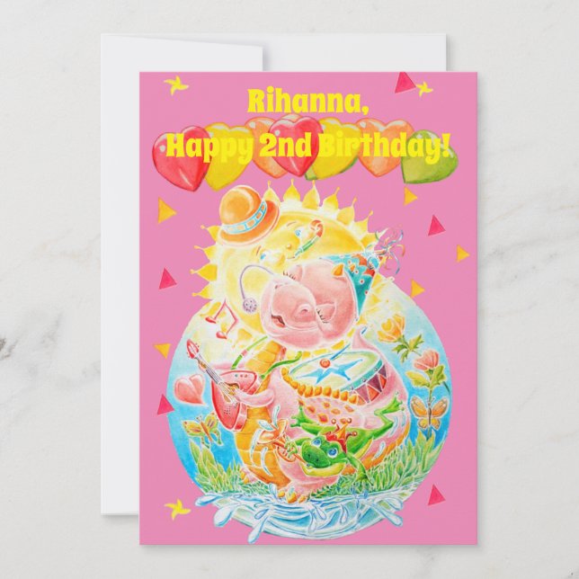 Carte De Remerciements Anniversaire personnalisé des petites filles de de (Devant)