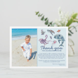 Carte De Remerciements Anniversaire Photo Enfants Moderne Sous La Mer