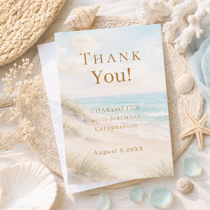 Carte De Remerciements Anniversaire plage côtière été