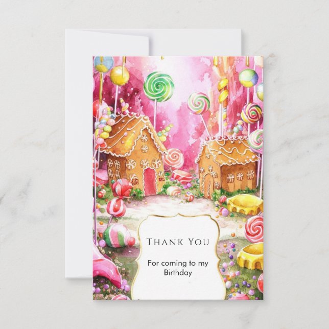 Carte De Remerciements Anniversaire rêvé et sucré de Candyland (Devant)
