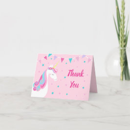 Carte De Remerciements Anniversaire rose de l'Unicorne Whimsal Rainbow