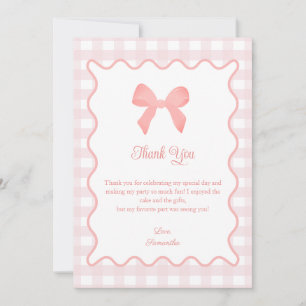 Carte De Remerciements Anniversaire rose En vichy rose rose