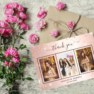 Carte De Remerciements Anniversaire rose or blush photo