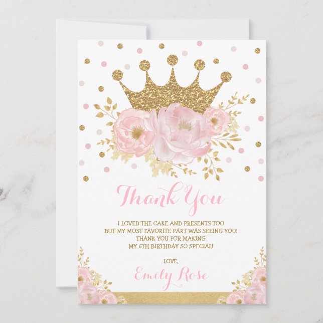 Carte De Remerciements Anniversaire royal de l'or rose pâle (Devant)