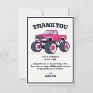 Carte De Remerciements Anniversaire Smash Crash - Monster Truck Rose Mode