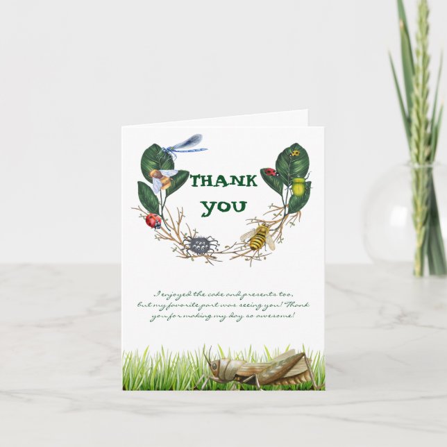 Carte De Remerciements Anniversaire sur le thème des insectes | Remerciem (Devant)