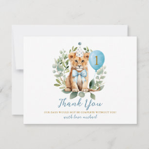 Carte De Remerciements Anniversaire Wild One Lion Boy Anniversaire Floral