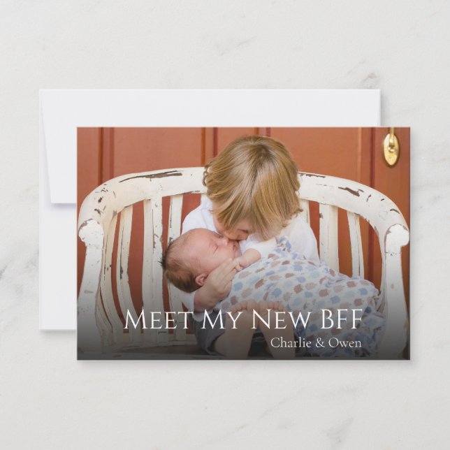 Carte De Remerciements Annonce de naissance de bébé soeur ou frère cadet  (Devant)