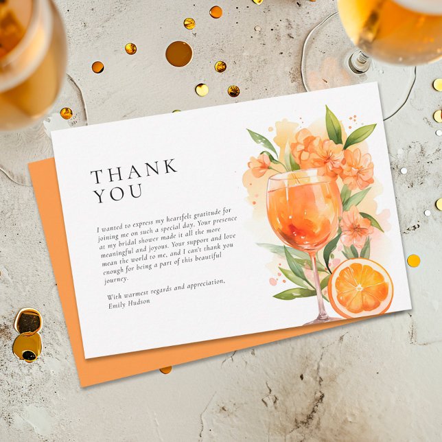 Carte De Remerciements Aperol Spritz Aquarelle Baby Shower Fille (Créateur téléchargé)