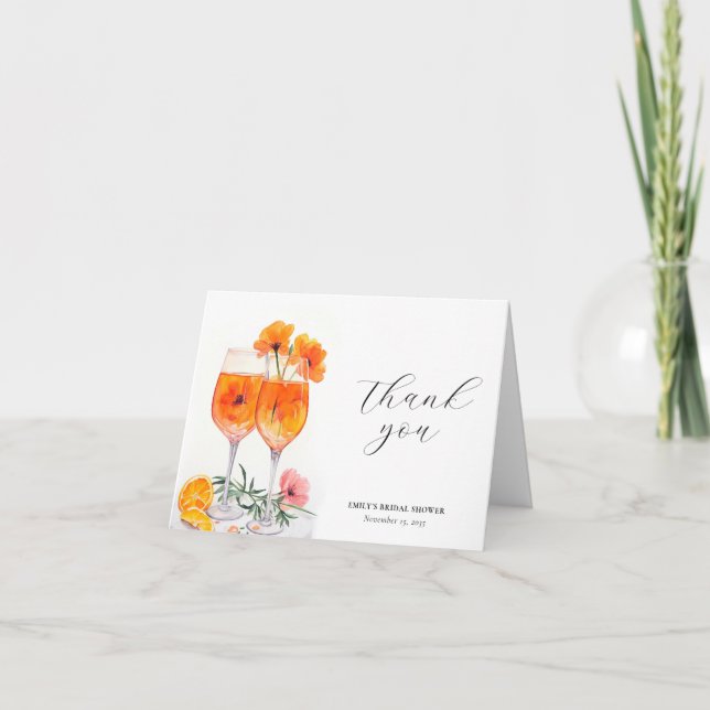 Carte De Remerciements Aperol Spritz Fête des mariées aquarelle (Devant)