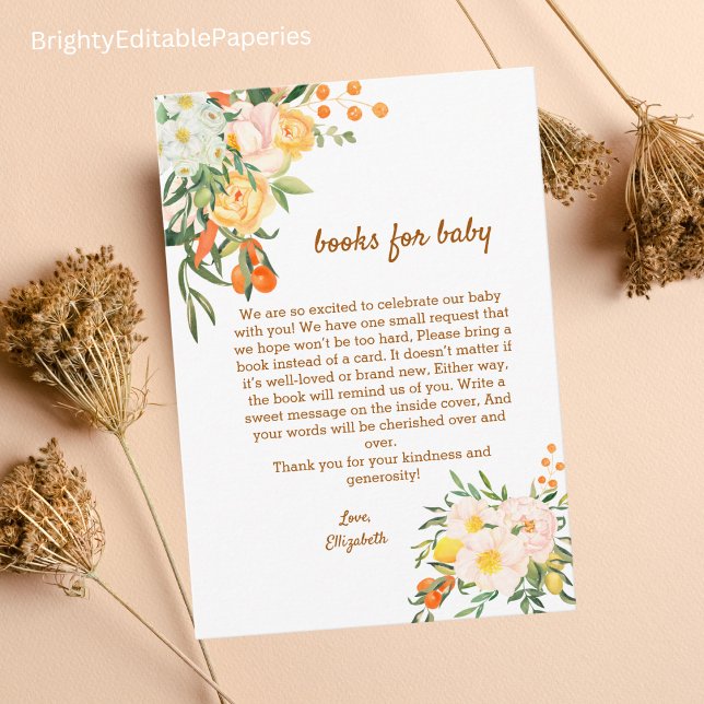 Carte De Remerciements Apportez un livre pour le Baby shower d'aquarelle  (Créateur téléchargé)