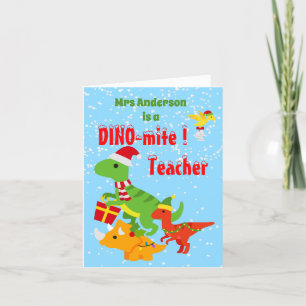 Carte De Remerciements Appréciation de l'enseignant de Noël Enfants Dinos