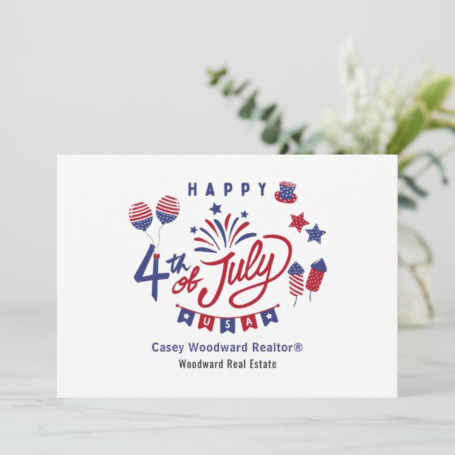 Carte De Remerciements Appréciation du client 4 juillet Realtor (Debout devant)