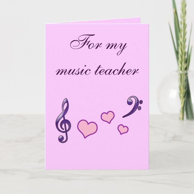 Carte De Remerciements Appréciation du coeur de l'enseignant de musique (Devant)