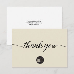 Carte De Remerciements Appréciation simple des clients d'affaires beige