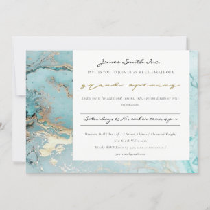 CARTE DE REMERCIEMENTS AQUA BLEU PÂLE OR AGATE  CARTON D'INVITATION GRAND