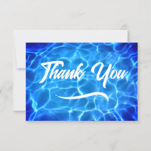 Carte De Remerciements Aqua Blue Piscine Moderne Calligraphie
