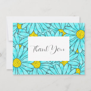 Carte De Remerciements Aqua Blue Watercolor Motif