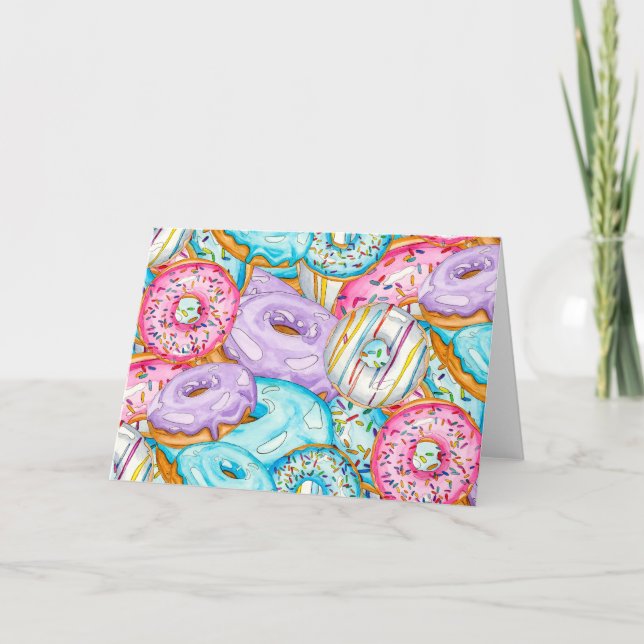 Carte De Remerciements Aquarelle à couche de Donut Influencer (Devant)