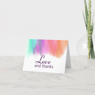 Carte De Remerciements Aquarelle Abstraite couleur vive arc-en-ciel
