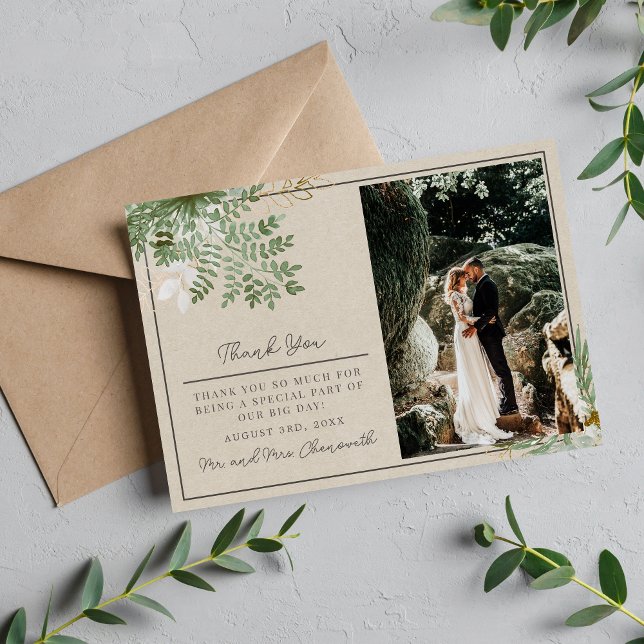 Carte De Remerciements Aquarelle Abstraite Mariage  vert Sage (Créateur téléchargé)